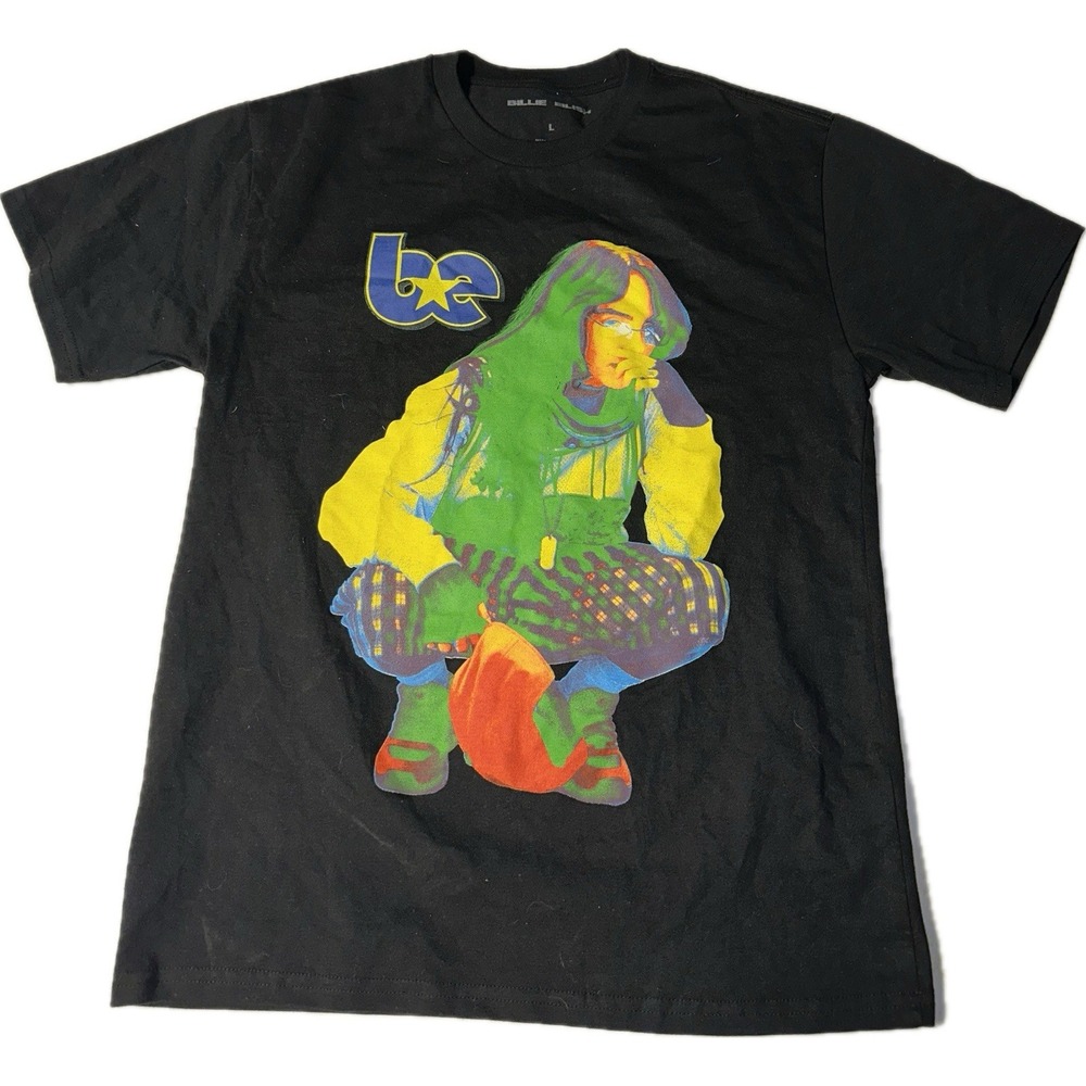 Men's Billie Eilish Be Design Photo On Recycled Ecomax T-shirt Tee Large Black